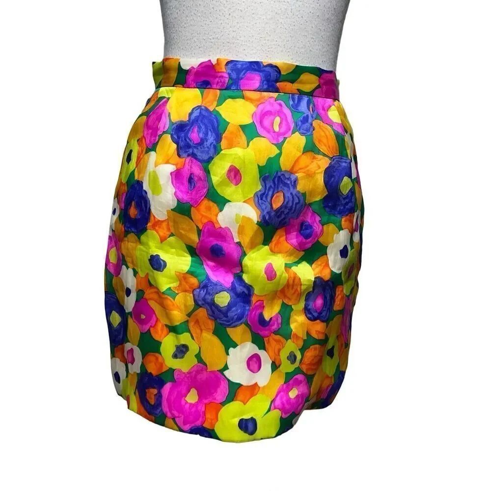 Mary Anne Sinclair Floral Vintage Silky Pencil Skirt Small